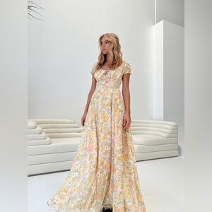 Princess Polly floral side slit chiffon maxi dress nwot